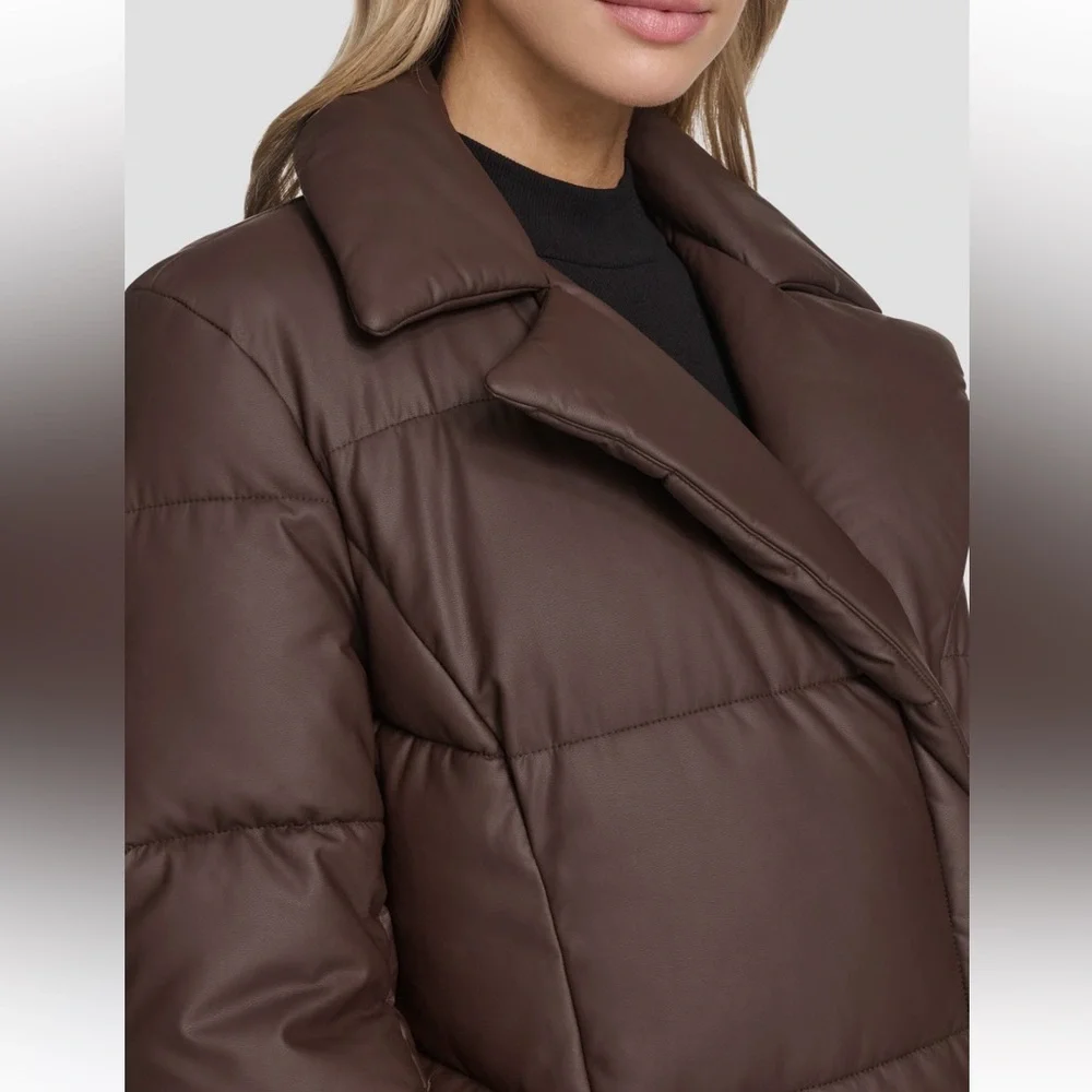 Women's Brown Puffer Coat - Picture 3 of 5